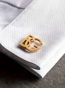 2pcs Customized Stainless Steel Overlapping Letter Cufflinks - Fashionable And Stylish, Personalized Business Accessory, Suitable For Work, Casual Wear, Weddings, Birthdays, Graduations Or Corporate Events