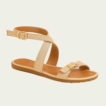 Women's Sandals With Cross Straps, Flat Buckle Closure, Comfortable, Casual - 米色 - 查看 2