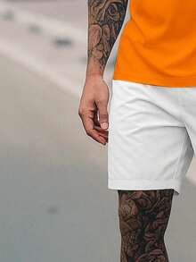 Streetwear T-Shirt And Shorts Kit New York College Set 26.1 Premium Cotton Shirt - Orange/ShortWhite - View 3