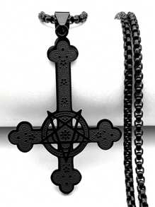 Inverted Cross Occult Pentagram Necklace Upside Down Cross Gothic Satan Necklaces  Satan
