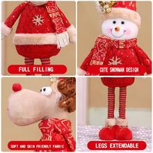 Weihnachtsdekoration, schöne rote Streckpuppe Weihnachtsdekoration Ornament Cartoon Stoff Schneemann Elch Weihnachtsmann Festival DIY Dekoration - Verschiedenfarbig - Übersicht 8