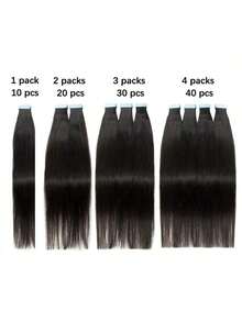 Invisible Mini Tape In Hair Extensions 10 PCS Human Hair Natural Tape In Hair Extentions 3x0.8cm Invisible Tape 12-24Inch Length Real Human Hair Machine -Remy Hair Straight Natural Hair Skin Weft Invisible Glue In Human Hairpiece Can Be Permed Or Dyed Easy To Shape Happy Halloween Can Be Dyed Colorful DIY - Vàng - Xem 5