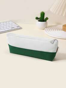 1 件双色缝线船形铅笔盒，简约时尚的风格设计，顺滑拉链 - 便携式文具收纳袋，可容纳书写笔、橡皮擦、尺子、圆珠笔，适用于学生考试用品的收纳和装饰，时尚学校用品，返校必需品 - 送给朋友的礼物