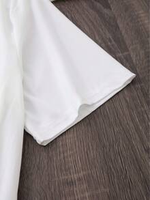 % Cotton Printed-Shirt, Street Style Loose Fit, Basic Versatile Piece, Casual Everyday Top, Couple's Matching Style [Directional] Women's Fashion Printed-Shirt, Soft, Versatile | White Floral Pattern - 白色 - 查看 3