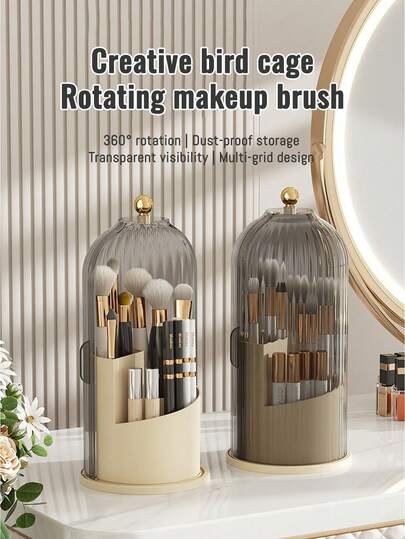 360° 旋转透明化妆品收纳盒、桌面收纳盒、化妆刷架、台笔杯、家居装饰、浴室配件、防尘防水化妆品收纳盒，适用于梳妆台、浴室和卧室桌包、包、化妆包、梳妆台、旅行、化妆包、收纳、化妆品收纳盒、洗漱包、桌面收纳盒、化妆包、化妆袋、化妆品收纳盒、梳妆台配件、化妆袋、化妆包、珠宝盒、小袋、化妆刷架、刷子架、香水收纳盒、小袋
