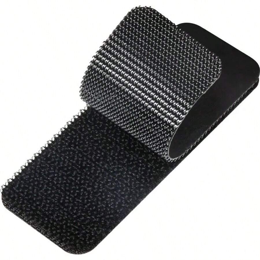 10/20/40/50 件自粘式钩环带，粘性背带紧固件，重型安装条，适用于家庭或办公室使用 - 无需孔和螺丝 - 黑色 - 查看 1