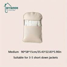 DYWMM 节省空间的自压缩悬挂式衣物袋 - 高品质羽绒服和衣物收纳袋，米色织物收纳袋，衣物整理工具，压缩率 40%，适用于外套和衣服 - 彩色 - 查看 5