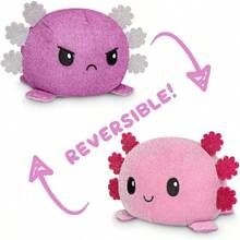 - Reversible Axolotl Plushie - Black + Pumpkin - Cute Sensory Fidget Stuffed Animals That Show Your Mood -! - 粉紅色+紫色閃光美西蠑螈 - 查看 9
