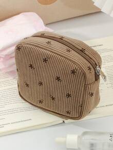 1 PC Brown Floral Octagon Bag Make Up Bag, Fashionable And Casual Large Capacity Portable Zipper Makeup Bags, Travel And Vacation Essentials Cosmetic Bags For Sanitary Napkins, Pouch Pads, Wired Earphones, Earpods, Headphones, Charger, Lipsticks, Cosmetics, Perfume, Skin Care And Beauty Products, Home Decor, School Girls, Keys, Holiday Gifts Makeup Travel Toiletry Organizer Essential, Christmas Gifts, Pouch, Travel, Pouch, Clutch / Small Handbag, Makeup Organizer, Pouch, Brush Holder, Mini Pouch, Large Capacity Pouch,Gifts For Women,Christmas Gifts,Gift Ideas For Women
