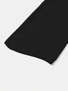 Prenda exterior de estilo bohemio de manga larga en gasa negra con cinturón en la cintura y bufanda fluida - Tela ligera y sin estiramiento, adecuada para primavera y otoño