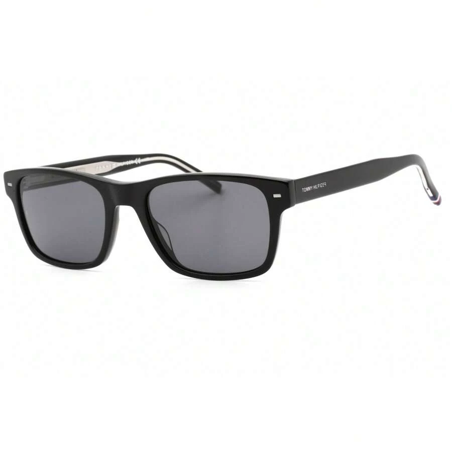 Tommy Hilfiger Men's Plastic Rectangular Black Sunglasses With Grey Lens TH 1794/S 0807 IR - 黑色 - 查看 1
