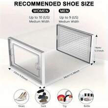 Caja de zapatos transparente de 6/12 de grosor con tapa, zapatero plegable y apilable, combinación libre, contenedor de plástico para zapatos deportivos, organizador de almacenamiento que ahorra espacio - Blanco - Ver 2