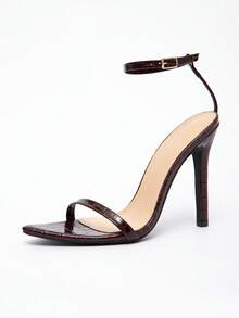 Jin Bei Qi Giày cao gót mũi nhọn quai da bóng cho nữ, giày cao gót màu đỏ rượu vang thanh lịch tối giản gợi cảm - Màu Đỏ Sâu - Xem 8