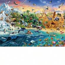 1000 片成人拼图，70x50 厘米拼图墙面艺术装饰，适用于家庭和办公室，伦敦城镇、白金汉宫、新天鹅堡、动物世界、巨型海龟、热气球、国家公园旅行海报风景拼图