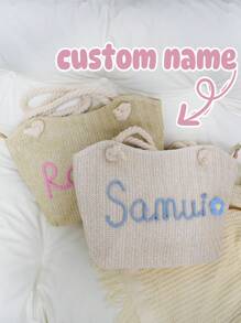 Customized Gift Customized Personalize Name Letter Beach Tote Bag, Fashion Handbag, Hostess/Bridesmaid Gift, Party/Birthday/Christmas Gift Letter Portable,Multifunction,Versatile,Large Capacity,Functional,Practical,All-Purpose Cute,Adorable,Contracted,Vacay Vibes/Vacation,School Supplies,Back To School,For Office,For School,For Classroom,For Teacher Gifts,For University,For Colleague,For Dorm Rooms,For Teacher,For Boys And Girls,For Teenagers,Junior High School Students,Middle School Students,High School Senior High School Students,College Students,University Students,Freshman,Sophomore,Underclassmen