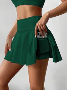 High Waist White Tennis Skirt Pants, 2 In 1 Anti-Flashing Golf/Badminton/Fitness Shorts Skirt, Summer Sports Skirt With Pockets For Yoga, Outdoor Running Exercise, New Women Skirt Pants