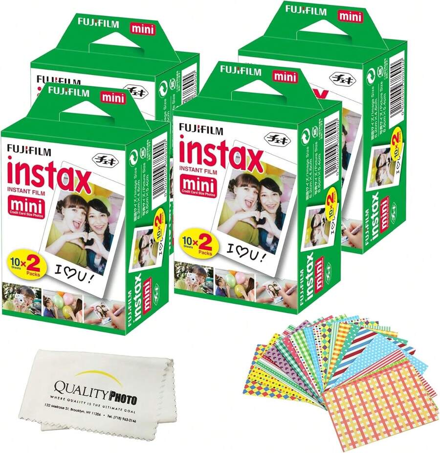 Fujifilm Mini Instant Film For Fujifilm Mini 8, 9 11 Cameras Bundled With Custom Frame Stickers And Quality Photo Microfiber Cloth (80 Films) - 80張 - 查看 1