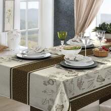 Rustic Oxford Luxury Linen Tablecloth 4/6/8 Seats Various Prints - SPICES - View 1