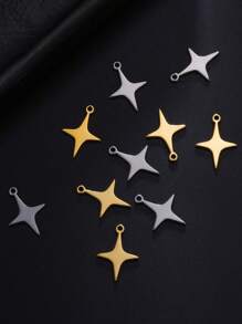 Set de 5 piezas/paquete de mini colgantes de acero inoxidable con diseños de cruz, corazón, estrella y lazo, elementos versátiles, minimalistas y de moda, accesorios hechos a mano DIY adecuados para collares, pulseras, aretes, accesorios para el cabello y dijes para bolsos