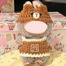 (仅限娃娃衣服) 适用于娃娃衣服、帽子，Labobo毛绒娃娃衣服、头套，LBB超可爱装饰娃娃衣服，手工针织卡通小猪、小熊、草莓娃娃衣服 - 彩色 - 查看 8