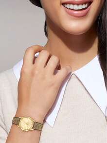 Coach Leather Strap Quartz Watch For Women With Gold-Tone Iconic C Logo Dial And Stainless Case Watch Ladies Luxury Round Analog Wrist Watch - Gold - View 10