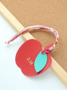 1 pieza Llavero personalizado con iniciales y forma de fruta con cuerda de satén colorida, monograma dorado personalizado de cereza como accesorio para bolsas, llavero personalizado y lindo en forma de manzana, melocotón, limón, mango, pera como accesorios para bolsos, regalo para mujer para boda o San Valentín - Multicolor - Ver 14