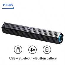 PHILIPS 台式电脑音箱，带动态 RGB 灯的蓝牙 5.1 电脑音箱，双连接模式电脑条形音箱，游戏音箱