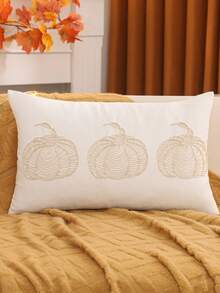 Federa decorativa per cuscino da lancio per il Ringraziamento, tela con ricamo di zucca e corda, adatta per soggiorno, camera da letto, Ognissanti, autunno, colore crema - Beige - Visualizzare 11