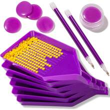 13pcs Diamond Painting Art Accessories, V-Shaped Corner Opening Diamond Art Trays Kits For Adults With Diamond Painting Pen And Wax Glue, Rhinestone Bead Tray For Diamond Painting Dotz Tools Storage - 1 - 查看 4