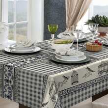 Rustic Oxford Luxury Linen Tablecloth 4/6/8 Seats Various Prints - Bird In the Cage - View 2