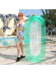 1pc Thickened New Inflatable Water Lounge Chair Foldable, Easy To Carry For Adults With Mesh Floating Bed And Water Swimming Ring, Enjoy Holiday Sunshine Inflatable Lounge Chair - Multicolor - View 2