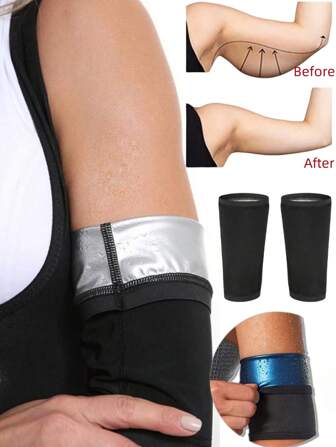 1 对可调节健身瑜伽手臂训练器，男女通用手臂塑形袖，压力瘦身桑拿吸汗带，适用于运动健身房锻炼器材