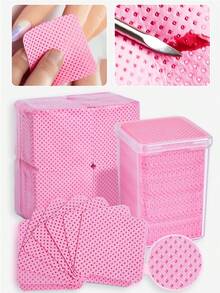 400pcs Lint-Free Nail Cleaning Wipes, Nail Polish Remover Pads, Eyelash Extension Cleaning Wipes, Soft Non-Woven Acetone Remover Pads For Nail Preparation And Gel Polish Removal, Lint-Free Nail Glue Cleaning Wipes, Eyelash Extension, Manicure Supplies, Manicure Tools, Manicure Art Tools, Back To School Season, Manicure, Manicure Tools, Manicure Sticker Tools - Pink - View 2