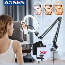 AXNEN 10-Inch LED Ring Light With Adjustable Stainless Steel Foldable Arm Stand, 3 Lighting Modes And Dimmable Brightness, Suitable For Live Streaming, Photography, Video Recording, Makeup And Live Broadcast, Compatible With All Smartphones (IOS/Android) - Black - View 1