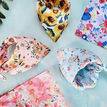 8 Pcs Floral Dog Bandana Spring Flower Pet Triangle Bib Scarf Daisy Rose Pet Bandana Suitable For Most Dog And Cat(Cute Pattern)Christmas - Cute Pattern - View 6