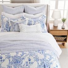 Levtex Home - Benette Comforter Set - Twin Comforter + One Standard Pillow Cases - Floral Paisley - Blue And White - Comforter (68 X 88in.) And Pillow Case (26 X 20in.) - Cotton