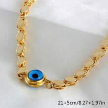 Dubai Gold Rhombus Chain Coin Accessory, Blue Crystal Eye Pendant Charm Bracelet, OT Bracelet, Devil's Eye Necklace Earrings, Unisex Jewelry Wholesale - Gold - View 17