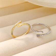 1pc New Micro-Inlaid Zirconia Fish Shaped Adjustable Ring, Women Fashion Jewelry Accessory
