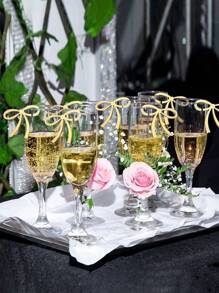 Elegant Bow Wine Glass Decor, Easily Create Romantic, Elegant And Dreamy Scenes, Brighten Your Dining Table And Parties, Convey Love And Warmth, Suitable For Various Celebration Occasions, Recommended For Holiday Decorations. Bow Wine Glass Decor Is Applicable For Weddings, Birthdays, Mother's Day, Easter, Graduation Parties, All Kinds Of Celebrations, Halloween And Christmas Party Supplies. - Multicolor - View 9