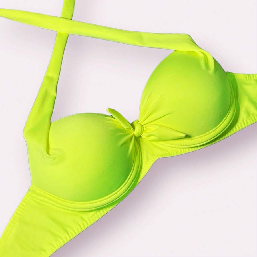 Bojo Beachwear Solid Colors Simple Casual Elegant Beach Holiday - 霓虹黃 - 查看 1