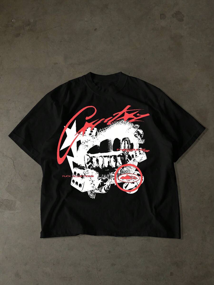 maglietta da uomo di nuova moda con stampa hip-hop