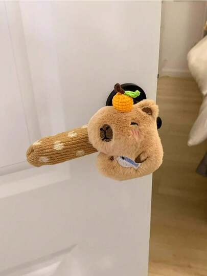 1 件卡通毛绒水豚门把手保护套，家庭入口装饰挂件，客厅柜门装饰挂件