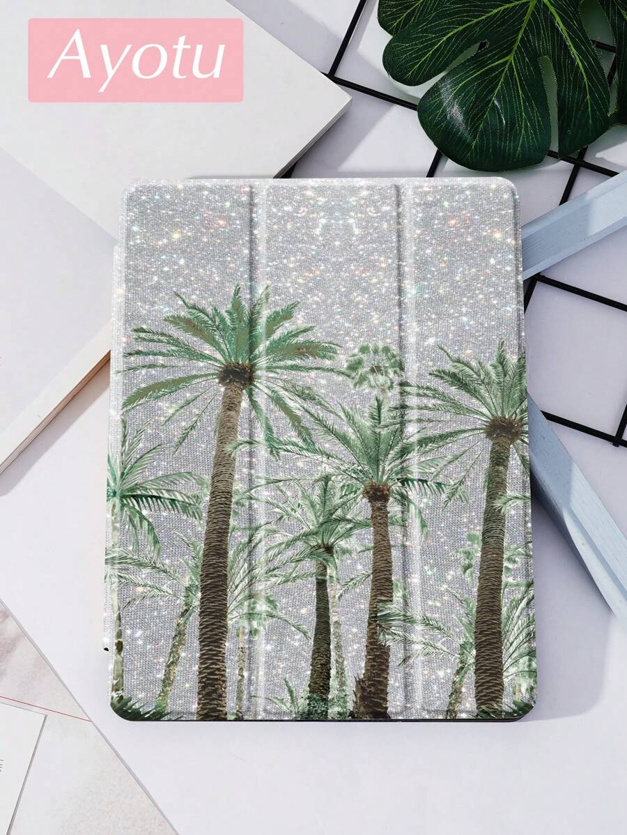 Ayotu Palm Tree 保护壳适用于 iPad 10.2 英寸 2021/2020 iPad 第 9/8 代，兼容三星 Galaxy Tab A8 10.5 英寸 2022，兼容华为 Matepad 10.4/Tab，带笔架，支持自动睡眠/唤醒盖，时尚保护壳 - 彩色 - 查看 1