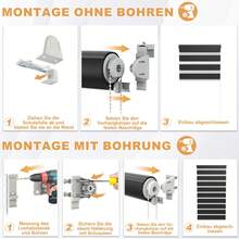 VA-Cerulean Double Roller Blind Klemmfix Without Drilling Duo Roller Blinds For Windows And Doors, Clamp Roller Blind Window Blind Translucent, Privacy And Sun Protection, W 60 X H 120 Cm, Black/Grey/White