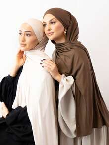 1 件针织头巾 170*60 厘米，经典纯色，舒适透气长头巾、披肩、围巾，采用柔软莫代尔面料制成，优雅丝滑莫代尔长头巾，适合穆斯林日常使用 - 傳統的 - 查看 9