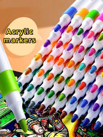 80 支/60 支/48 支/36 支/24 支/12 支亚克力马克笔，艺术 DIY 涂鸦笔，彩色绘画水彩艺术马克笔套装，不透明防水大容量彩色铅笔，送给学生的绝佳礼物，送礼的完美礼物，万圣节礼物，圣诞节礼物，学校用品，返校