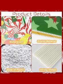 6 pièces - Décorations de Noël en bonbon, panneaux de jardin extérieur en plastique en forme de sucette menthe poivrée avec piquets pour la décoration extérieure de Noël, allée, pelouse - Multicolore - Voir 7