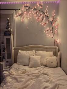 1pc Cherry Blossom Branch Light, USB Power Supply, 8 Lighting Modes, Soft And Flexible Decorative Rattan Lamp, Suitable For Autumn Decoration, Living Room And Bedroom, Office Study, Wall, Game Room Decoration, Outdoor Courtyard, Wedding, Valentine's Day Atmosphere Decoration, Christmas Decoration Gift, Party Atmosphere