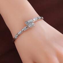 1pc Geometric Hollow Triangle Prism Design Cubic Zirconia Women Bracelet - Multicolor - View 5