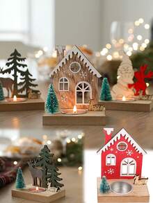 1 Stück Weihnachtskerzenhalter Deko Teelampe Weihnachtsdekoration Kerzenhalter Weihnachtsmann Kerzenhalter Weihnachtskerzenhalter Fenster Holzhaus Tischdekoration Tischzentrum Kerzenhalter (ohne Kerzen) Weihnachtsdekorationen Winterraumdekoration